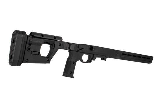 The Black Magpul Pro 700 rifle stock is made from 6061-T6 aluminum and offers a large amount of adjustments